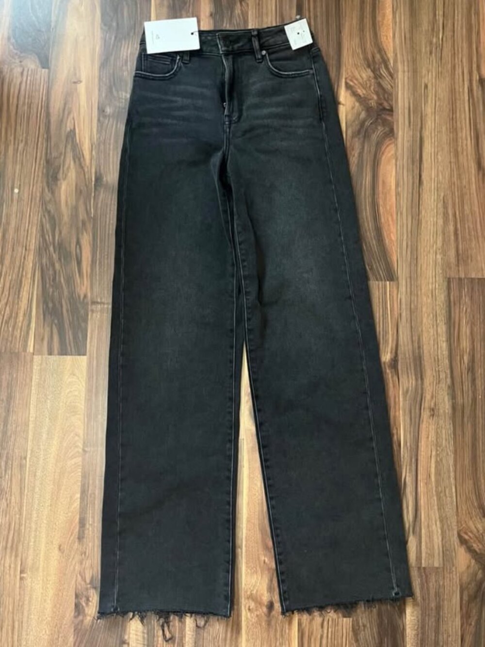 Hidden Los Angeles Grey Charcoal High waist raw hem jeans